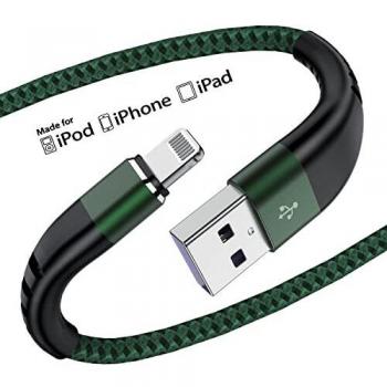 Green 3-Unit Apple MFi Lightning USB Cable – 6ft, 2.4A Fast Charge