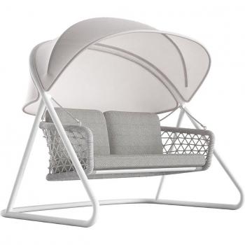 Muses Dondolo Esterno 2 Posti, 185x137x154 cm, Tettuccio Parasole (Grigio)