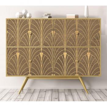 Art-Deco Gold Roll Stickers – Madera, 100x100 cm