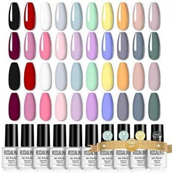 Set de esmaltes de uñas ROSALIND 24pcs gel rojo purpurina 7ml