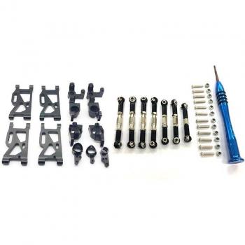WLtoys 1:14 144001 RC Car Metal Upgrade Parts Steering Swing Arm Base C Rear Hub Seat Servo Pull Rod