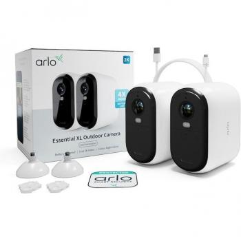 Arlo Essential XL 2K Outdoor Camera (2560 x 1440 Pixels), Netzwerkkamera, Schwarz, Weiss