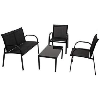 DEGAMO Gartenlounge-Set ARONA 4-teilig, Metall + Kunstgewebe schwarz