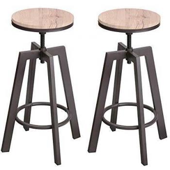 Tabouret de Bar en bois massif, style rustique, hauteur 71 cm, diamètre 40 cm