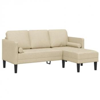 Cream 3‑Seat L‑Sofa – 160 cm, Fabric (vidaXL)