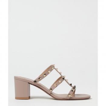 Piuma Valentina Garavani Sandalo Slider Rockstud in pelle di vitello Cipria 39