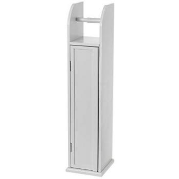 Portarrollos y armarito de madera blanca para baño 78x20x18 cm
