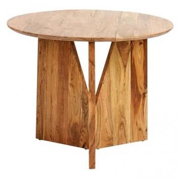 Tavolo rotondo in legno massiccio di acacia 100 cm