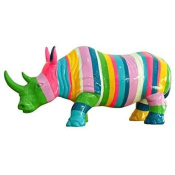 Rhinocéros Coloré en Métal – Meubletmoi H24 cm
