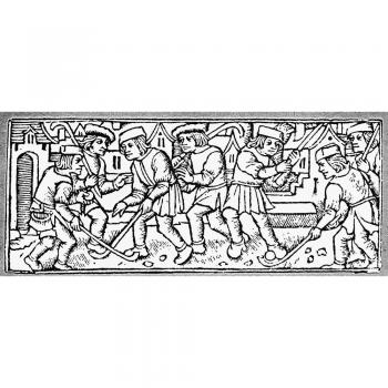 Het Kolven A Precursor To Golf Played In The Netherlands – Holzschnitt französischen Ursprungs von 1497. Kunstdruck (45,72 x 60,96 cm)
