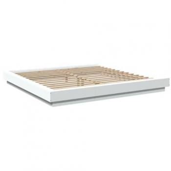 Lit avec lumières LED blanc 200x200 cm en bois