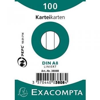 Paquet de 100 fiches bristol A8 ligné blanc