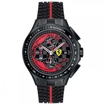 Ferrari Scuderia Mens Quartz Timepiece, Classic Analog Design, Silicone Belt