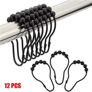 12 Pcs Bathroom Shower Curtain Hooks