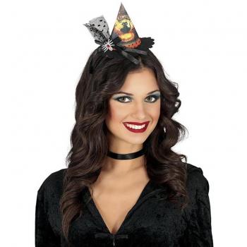 Diadema de Mini Sombrero de Hechicera con Lunares