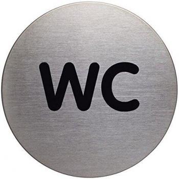 Self Adhesive Danger Buried Cable Sign, 420 x 297mm; Stainless Steel Bathroom Toilet Sign with WC Symbol, 83mm; Durable Pictogram Door Sign WC, 83mm