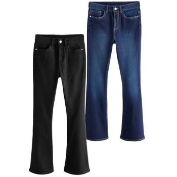 Duo de Jeans Évasés Bleu Moyen et Noir