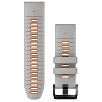 Cinturino originale Garmin QuickFit® 26 mm silicone grigio nebbia e arancione ember