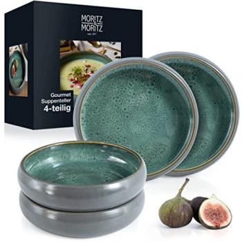 Moritz & Moritz Steinzeug Suppenteller 4-teilig REACTIV