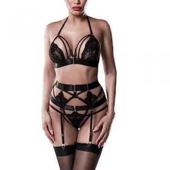Ensemble Érotique 3 Pièces en Dentelle avec Bandes Élastiques