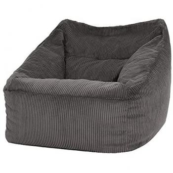 Pouf Fauteuil Géant en Velours Côtelé Gris Anthracite