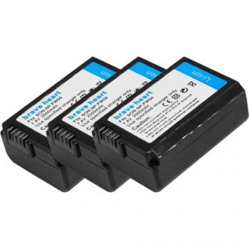 Lot 4 batteries NP‑FW50 2000 mAh LED + double charger USB (Sony Alpha a6500, a6300, a7R, NEX‑3N)