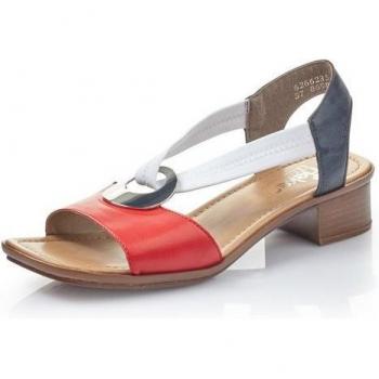 Sandalette RIEKER Rot Kombi Damen 42 Blockabsatz Stretchband
