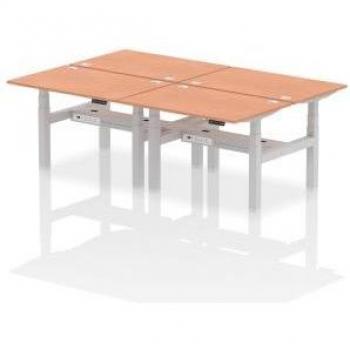 Dynamic Air Back-to-Back 1200 x 800mm Height Adjustable Sit Stand 4 Person Bench Desk with Cable Ports