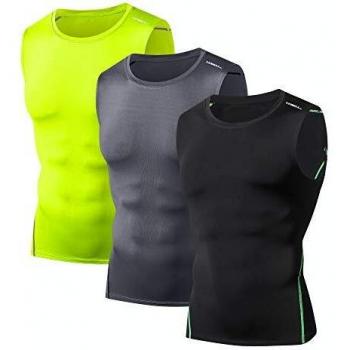 LUWELL PRO Compression Tops for Men Quick Dry 3 Pack Vest Tops T Shirts Mens Running Tank Top for Training,Basketball,Gym-0621
