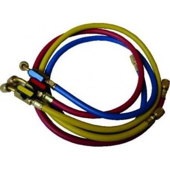 Galaxair 3‑Flexibles R410A Flare Ff 1/4” x 5/16” (bleu/rouge) & jaune avec vanne