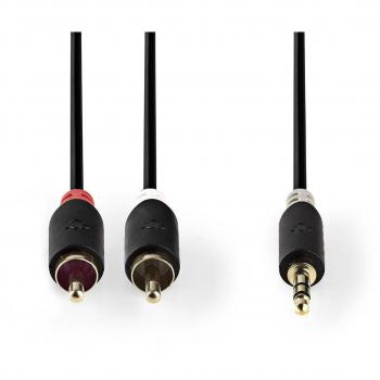 Câble Audio 3 mètres avec Prise 3,5mm Mâle et 2x RCA Mâle | NEDIS