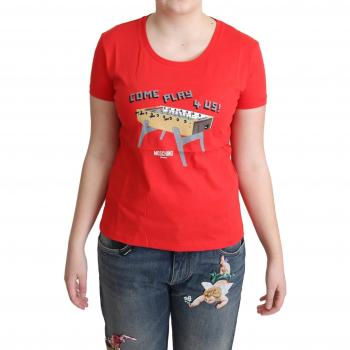 Moschino Red Cotton Come Play 4 Us Print Tops Blouse T-shirt