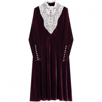 EAM Women Loose Fit Velvet Dress