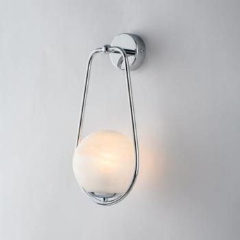 Aplique Contemporáneo Afrodita Cromo 1 Luz E14 con Esfera de Vidrio Soplado Blanco