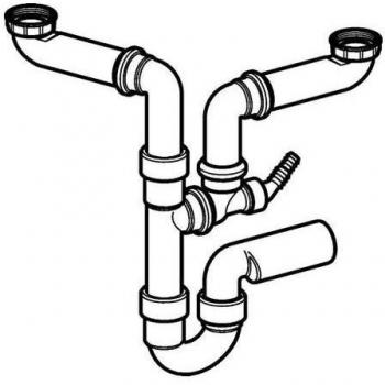 Sifone per lavello, modello Geberit, 2 pezzi, bianco
