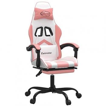 Mobilier de Jeu Pivotant Repose-Pied Blanc & Rose (Similicuir)