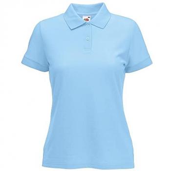 Fruit of the Loom Womens Lady-Fit 65/35 Short Sleeve Polo Shirt (Sky Blue)