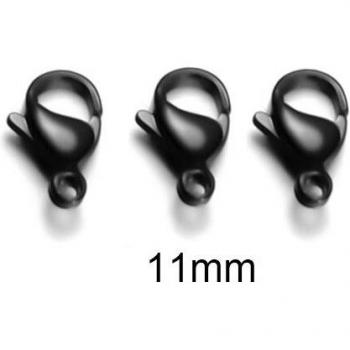 25Pcs Black Lobster Claw Clasps 12mm 13mm 15mm Stainless Steel for DIY Jewelry