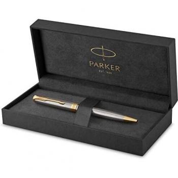 Parker Sonnet Stainless Steel Ballpoint Pen with Gold Trim, Gift Boxed