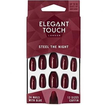 Elegant Touch False Nails, Steel the Night, Oval Shape