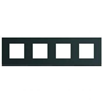 Plaque plastique 4 postes horizontale 71 mm noir Hager
