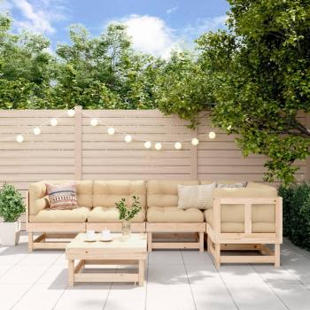Woodland Comfort Garden Set – 6‑Piece Solid Pine with Cushions
