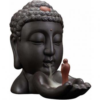 Brûleur d'encens Bouddha en céramique avec 10 cônes