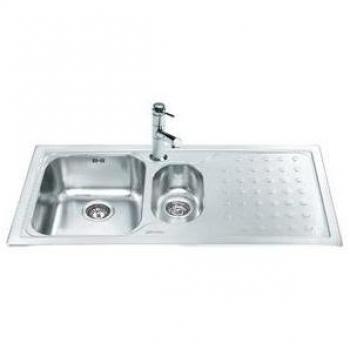 SMEG Lavello incasso 2 vasche gocciolatoio destro 100x50 LV100D3 inox