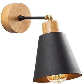 Applique Wellhome noir métallique E27 14x14x25 cm 40W