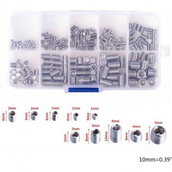 200Pcs M3/M4/M5/M6/M8 Stainless Steel Grub Screw Assortment