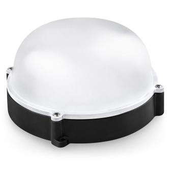 Aplique de pared circular exterior, negro, IP65, 12W, cálida
