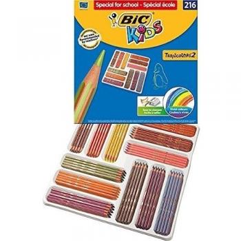 LAPICEROS COLOR SCHOOLPACK 216 UDS TROPICOLORS 2 BIC