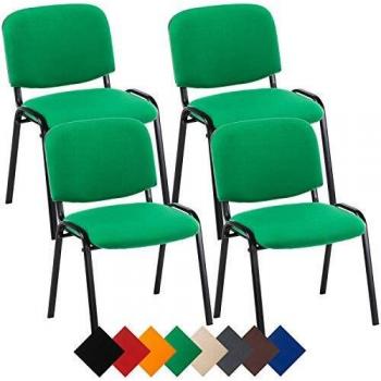 Set di Sedie Ken Imbottite in Tessuto Verde per Ufficio