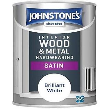 Johnstone's 423300 Hardwearing Satin, Brilliant White, 0.75 Litres